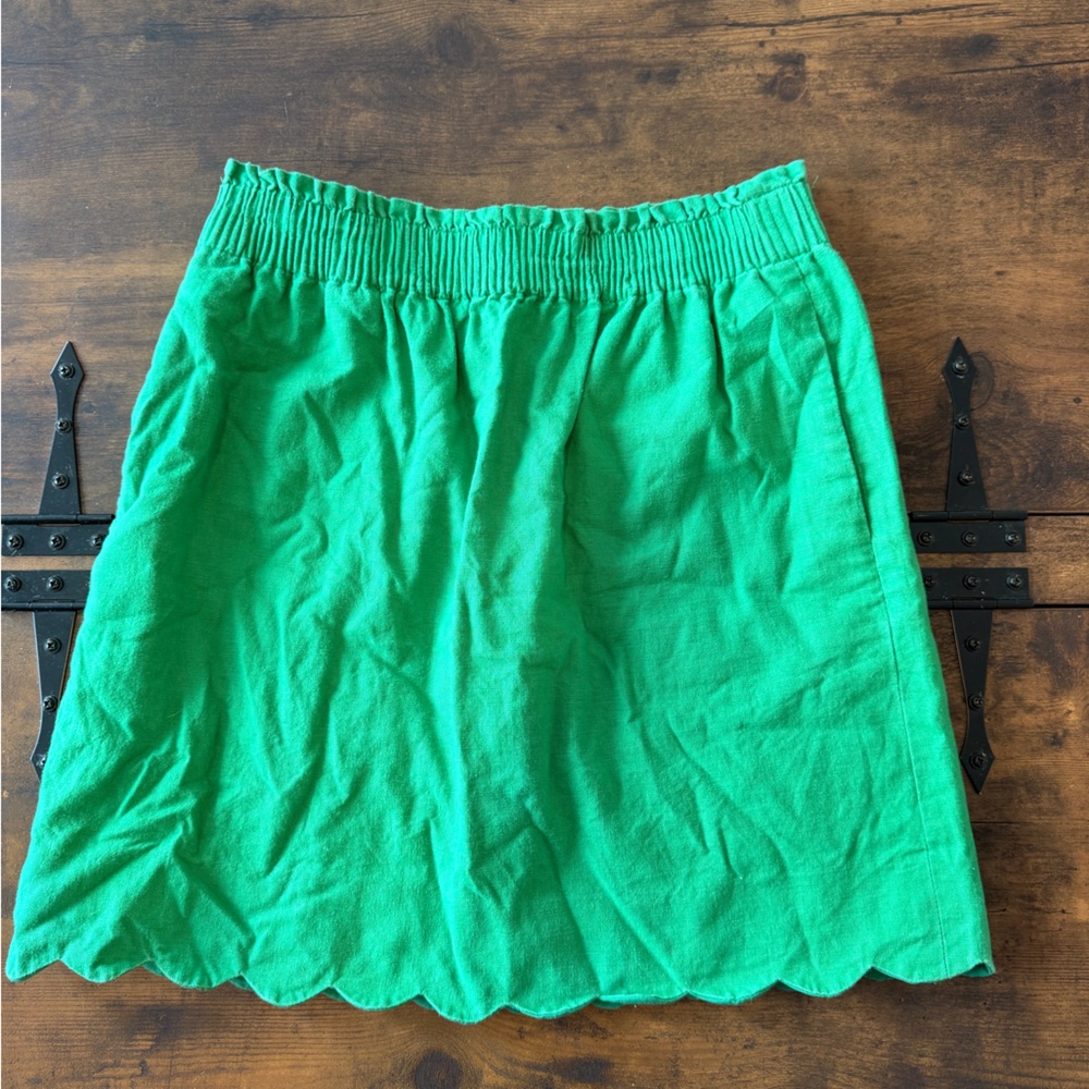 J. Crew Green Scalloped Skirt